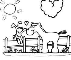 [Translate to Nuk.com (English):] NUK colouring page horse and dog